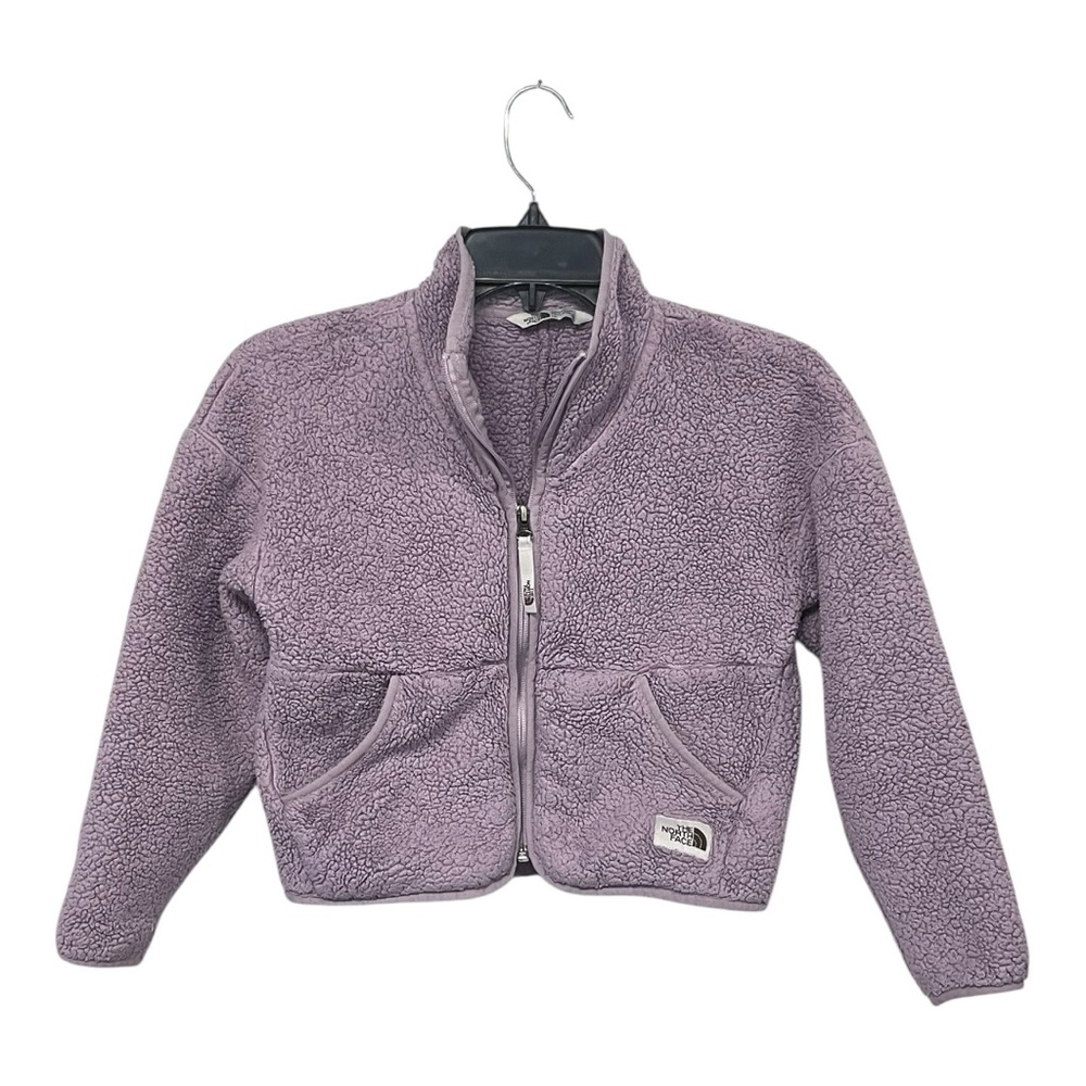 The North Face |‎ Girl's Fleece Sherpa Purple Lilac Bomber Jacket S 7-8